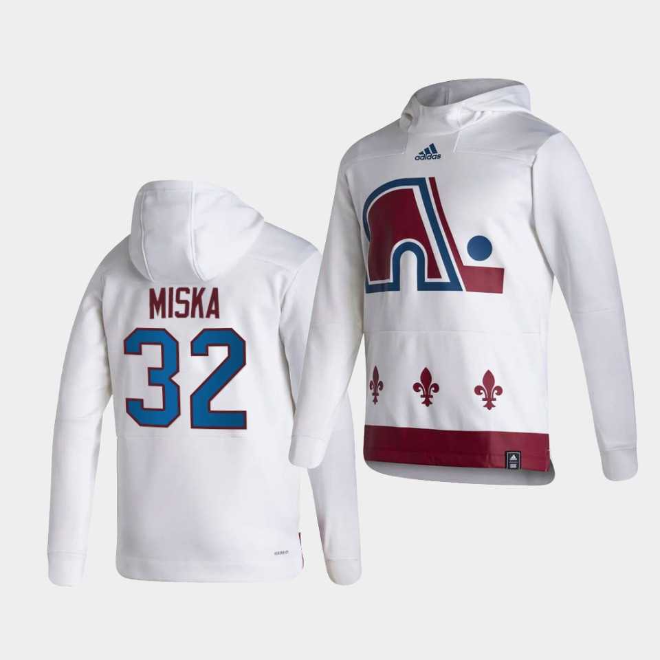 Men Colorado Avalanche 32 Miska White NHL 2021 Adidas Pullover Hoodie Jersey